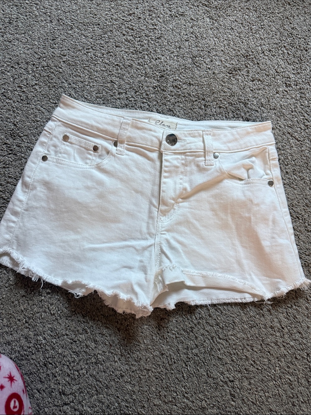 Elan White Denim Frayed Hem Shorts